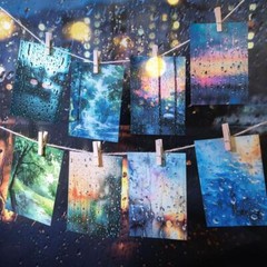 10X Rainy Day Background PET Stickers Journal Card Scrapbook Decorative Collage