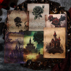 80 Sheets Gothic Scrapbook Paper for Scrapbook Kit, Vintage Ephemera for Junk Jo