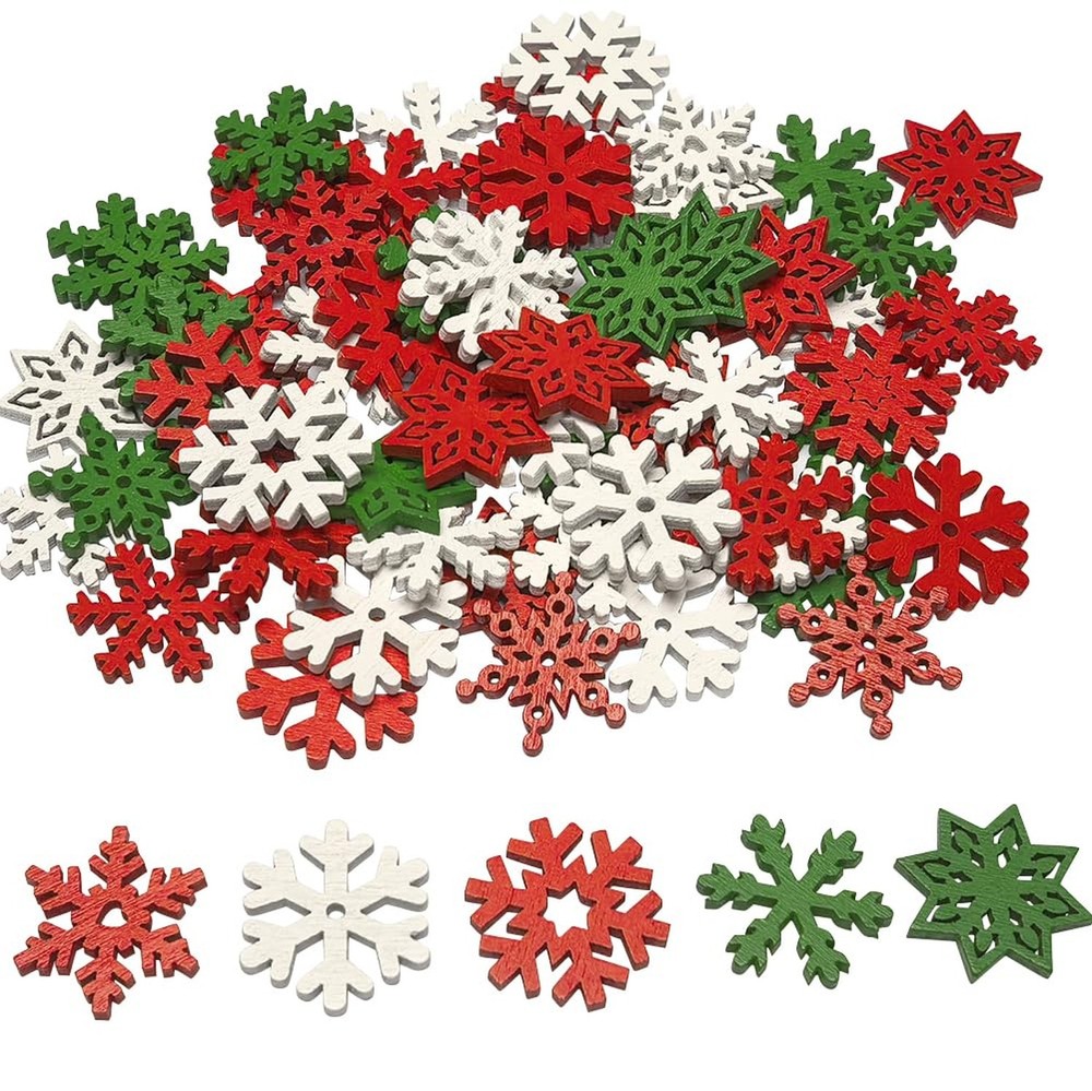 Chenkou Craft 100pcs Mix Styles Colors Snowflake Wood Buttons for Sewing and …