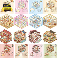3D Sticker Scene 8PCS Mini Scene Stickers for Adults 3D Stickers Scene Set Cute