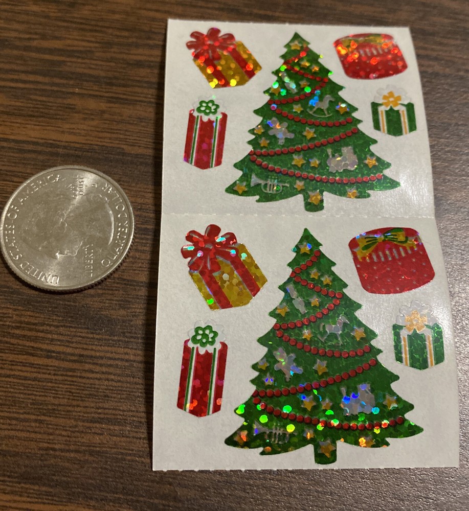 HAMBLY STUDIOS PRISMATIC Christmas Trees Presents STICKERS Hard To Find