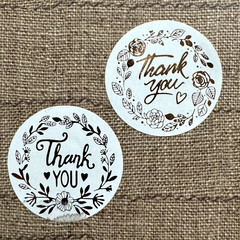 30 THANK YOU Round Rose Gold Wreath Gift Stickers 1” Envelope Seals 2 Designs