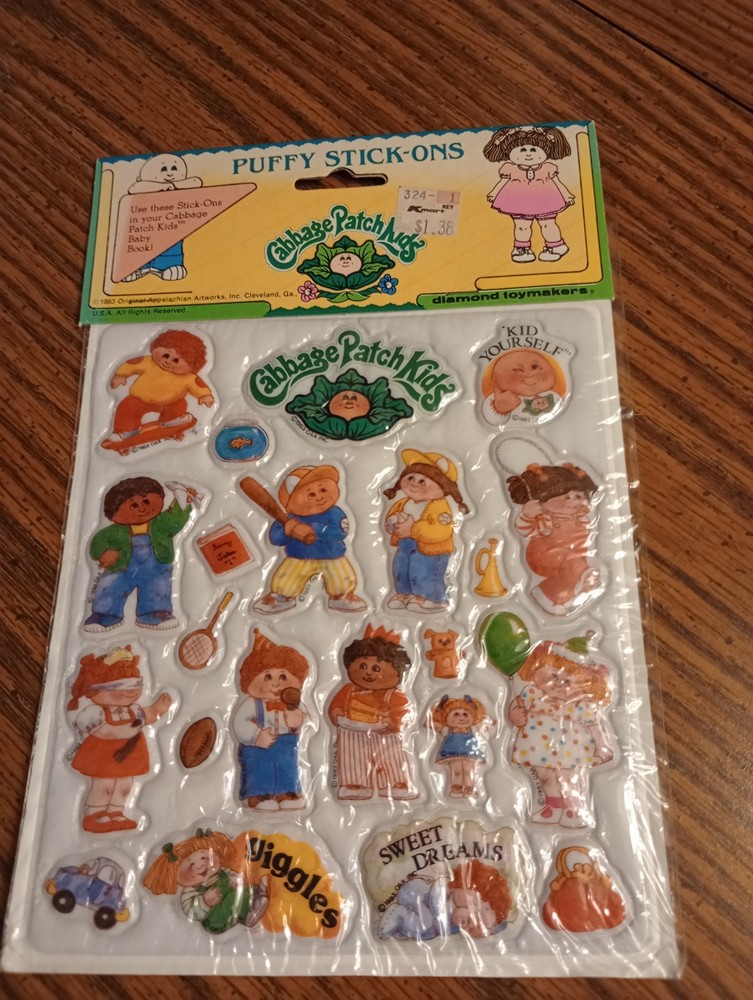 Vintage 80’s Cabbage Patch Kids Puffy Stick-Ons Stickers NEW Unopened