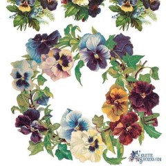 Violette Stickers – Pansy Wreath – 1 Spring Flowers Sticker Sheet – Scrapbooks