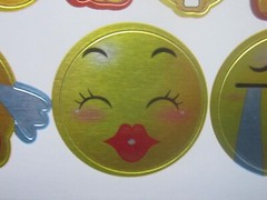 Teaching Tree 202 Fun Silly Expressive Emoji Shiny Gold Stickers 1″, 1/2″ New!