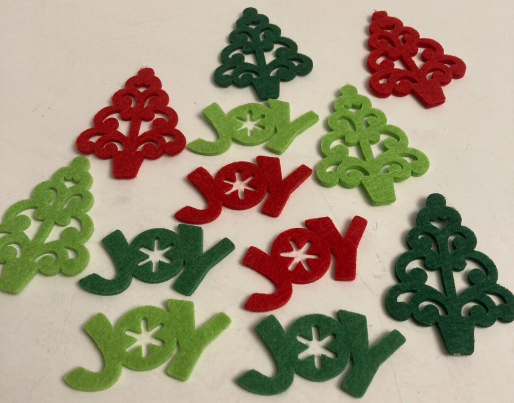 Dimensions Red Green Christmas Tree Joy Scrapbook Cards Embellishments 60ct