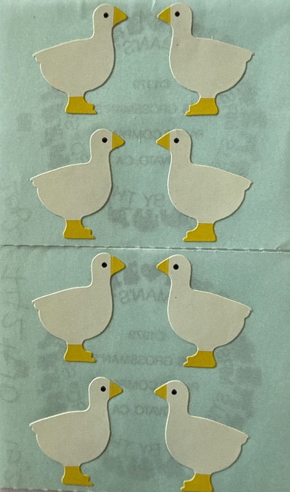 WHITE DUCK Stickers(8pc) Mrs.Grossman’s•Birds•Vintage 1979 •Animal•Card Making•