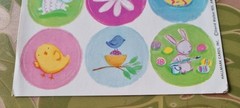 3 Hallmark Easter Stickers EGGS bunnies chicks baskets 1 David Walker res art