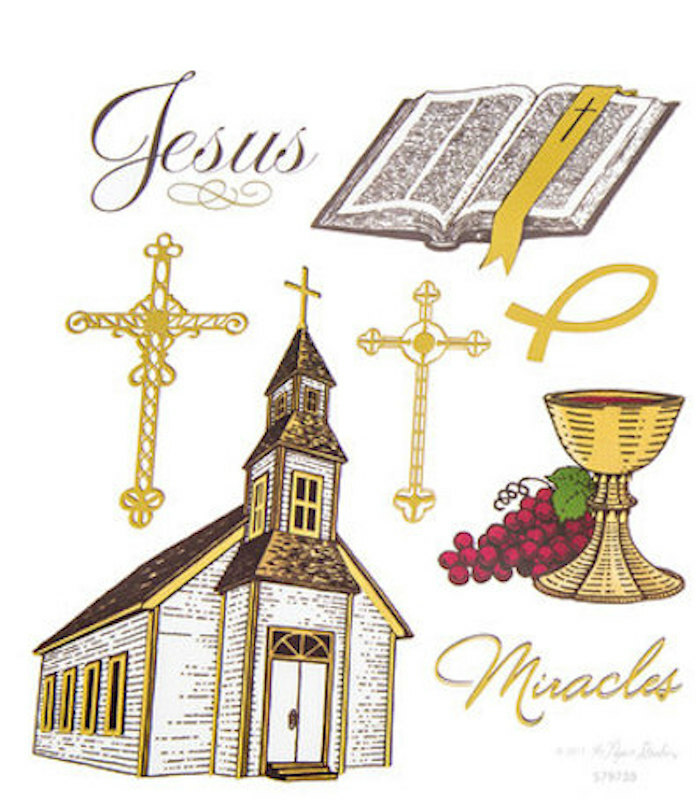 2 Sheets Religious Cross Church Stickers Papercraft Planner Faith Bible Journal
