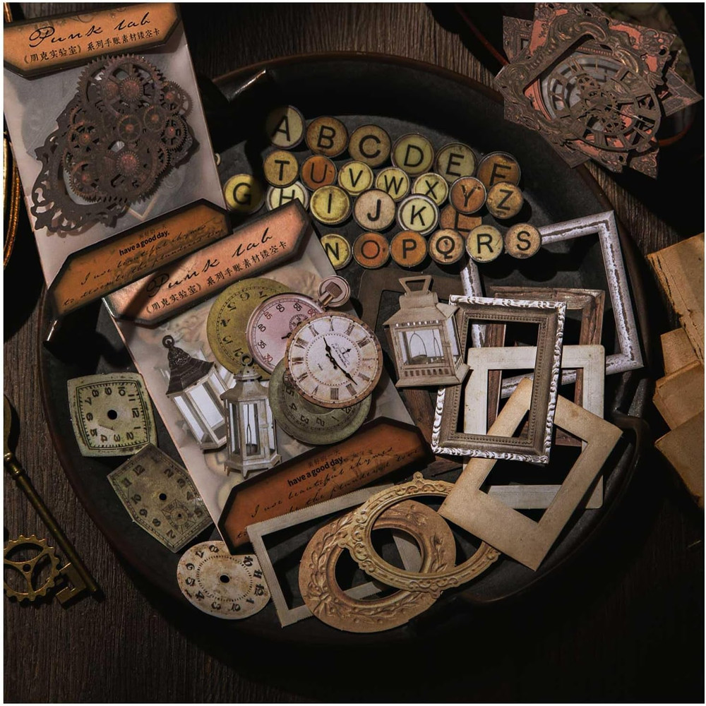 120Pcs Steampunk Junk Journal Supplies, Small Vintage Scrapbook Materials Pap…