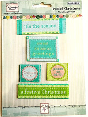 RARE 2005 Colorbok Pastel Christmas Words Woven Fabric Scrapbook Stickers Retro
