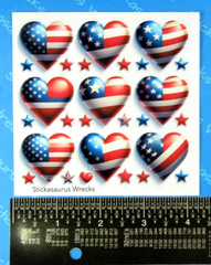 Patriotic Red White & Blue Flag Hearts & Stars Sticker Sheet