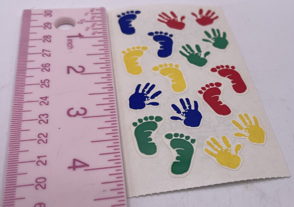 Vintage frances meyer stickers handprint footprint primary colors Kids Children