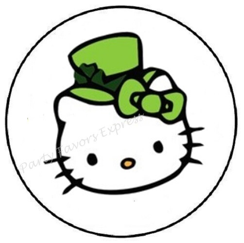 ST PATRICKS DAY LEPRECHAUN HAT KITTY ENVELOPE SEALS LABELS STICKERS PARTY FAVORS