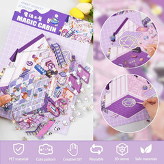 10 Sets DIY 3D Sticker Scene Sticker Therapy Cute Cartoon Stickers Scene Make Yo