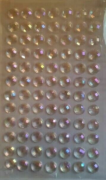 CraftbuddyUS 84pcs x 10mm Stick On AB Clear Faceted Round Rhinestone Gems, Craft