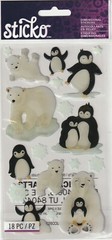 NEW! Sticko PENGUINS & POLAR BEARS 3-D Epoxy stickers 82962 Fast FREE ship! WOW!