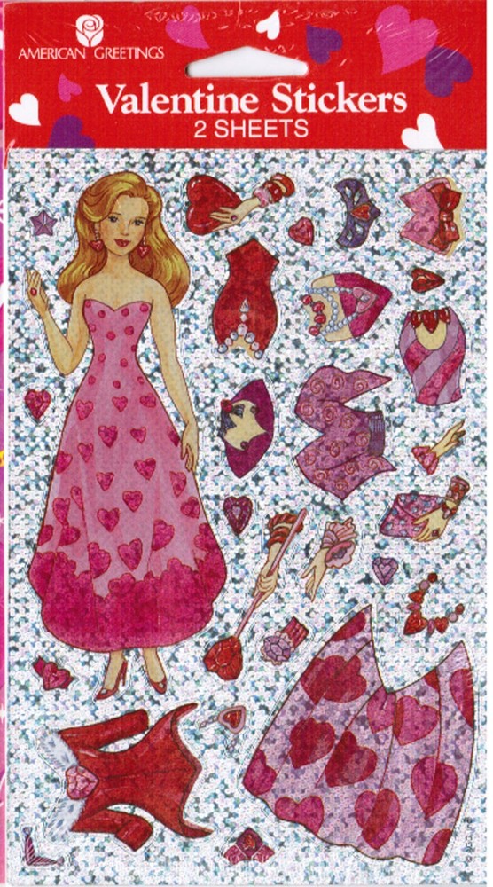 New Pack Sparkly Princess Valentines Heart Dress Up Scrapbook Stickers