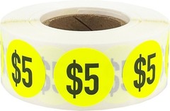 Fluorescent Yellow Price Stickers – 0.75″ Round Dots, 500 Adhesive Labels