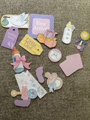 Scrapbooking Mixed Lot Patterned Paper, Stickers & Embellishments Baby/Religious