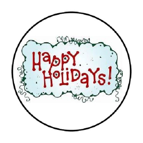 48 HAPPY HOLIDAYS IMAGE. ENVELOPE SEALS LABELS STICKERS 1.2″ ROUND