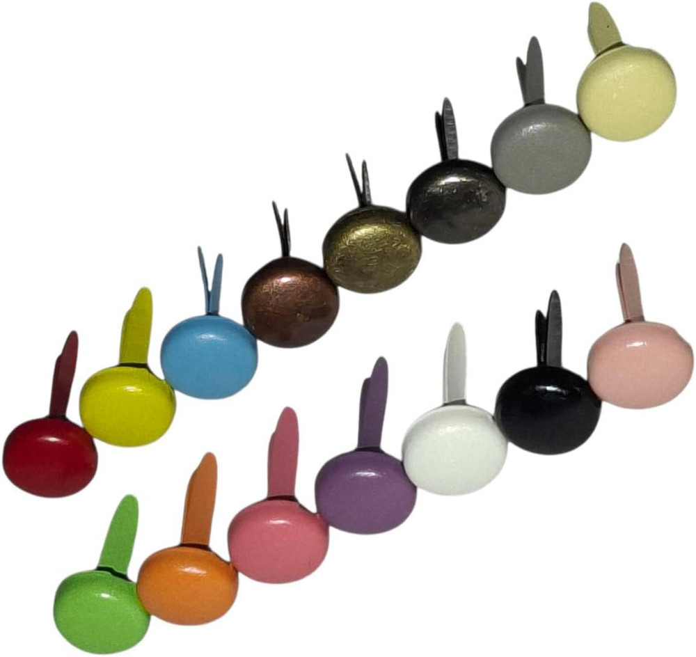 300 Pieces 6Mm round Brads 15 Colors Random Mixed in Storage Box, Paper Fastener