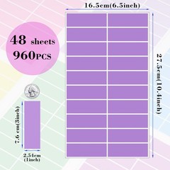 960 Pack Rectangular Colored Coding Labels Stickers by ,3 x 1 inch Label Stic…