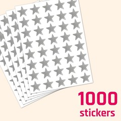1000 Pack, Silver Foil Star Metallic Stickers, 0.6″ Diameter