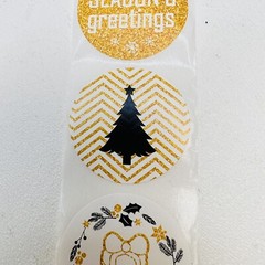 GOLD & BLACK SNOWFLAKE CHRISTMAS ENVELOPE LABELS STICKERS 1.5″ ROUND 1000 Pack