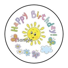 30 HAPPY BIRTHDAY SUNSHINE ENVELOPE SEALS LABELS STICKERS 1.5″ ROUND FLOWERS