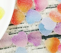 50 pcs Jelly Sugar Soft Heart Candy Flatback Charms, DIY Medium, 50 heart
