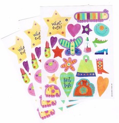 3 Sheets Girly Butterfly Lipstick WHATEVER Scrapbook Stickers! Stars Shoes
