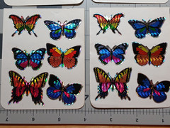 Vintage 1980s KEM Prism Sticker Sheets Butterfly Rainbow Foil Mylar Lot 6 47Pcs