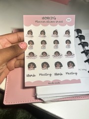 Wandie Studio Work Meeting Planner Stickers Pink Brown White Black