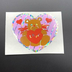 Vintage Prism Heart Shaped Bear Sticker Mod Valentine Hearts Love 80’s Animal