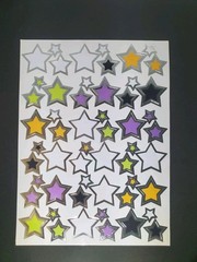 Star Stickers Vtg Halloween Purple Green Orange Black Silver Foil Outline
