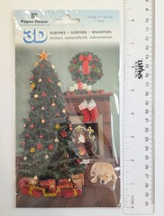 Christmas Tree & Fireplace 3D Scene Scrapbooking Sticker by Paper House RARE