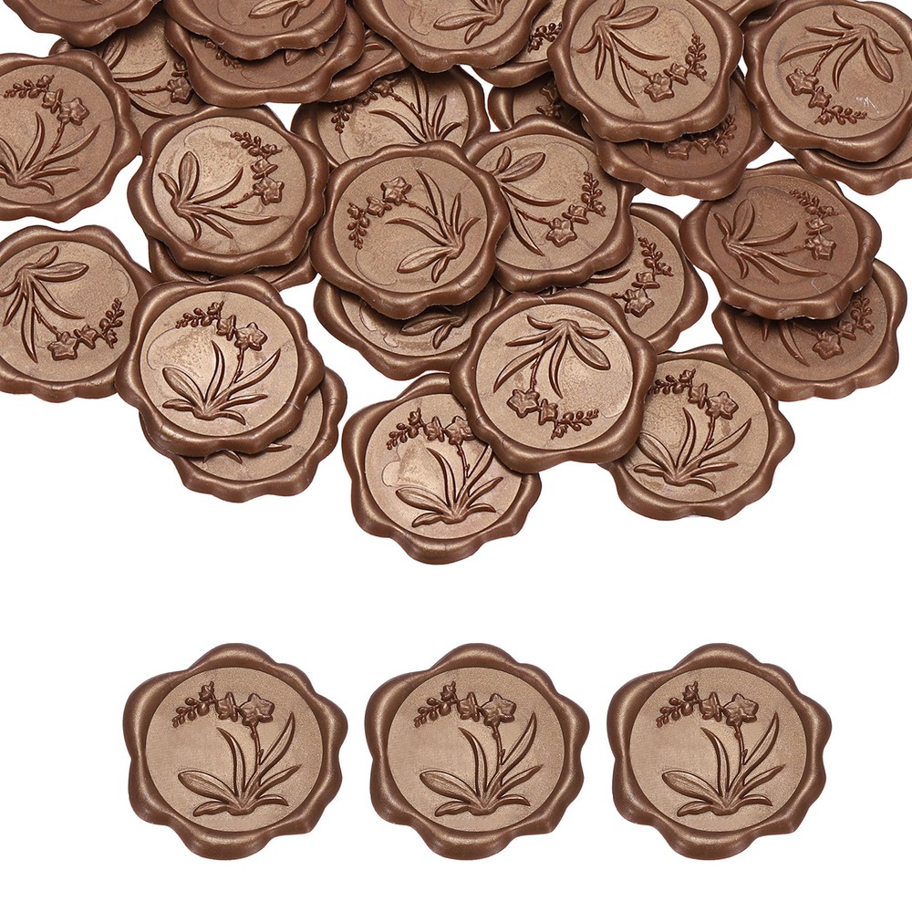 100Pack Wax Seal Stickers Self-Adhesive Envelope Seal Stickers, Coffee