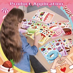 24 Sheets Make a Cake Sticker for Kids, Make Your Own Dessert Mix and Match Stic