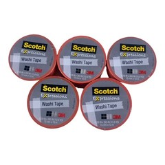 3M Scotch Expressions Decorative Washi Tape Orange W/Bubble Dots 10.9 Yds ea 5pk