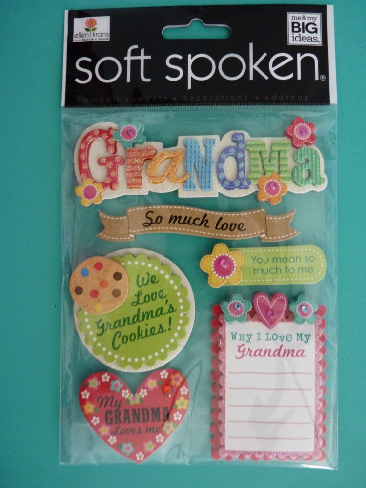 GRANDMA LOVE Dimensional Stickers (6) pcs Sealed Pack – Me & My Big Ideas