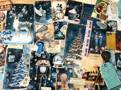 #26 – 150+pcs Blue Christmas JUNK JOURNAL 3D Kit with REAL EPHEMERA Mixed Media