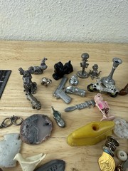 Junk Drawer Vintage Supplies Steampunk Mixed Media Pewter Game Pieces Buttons
