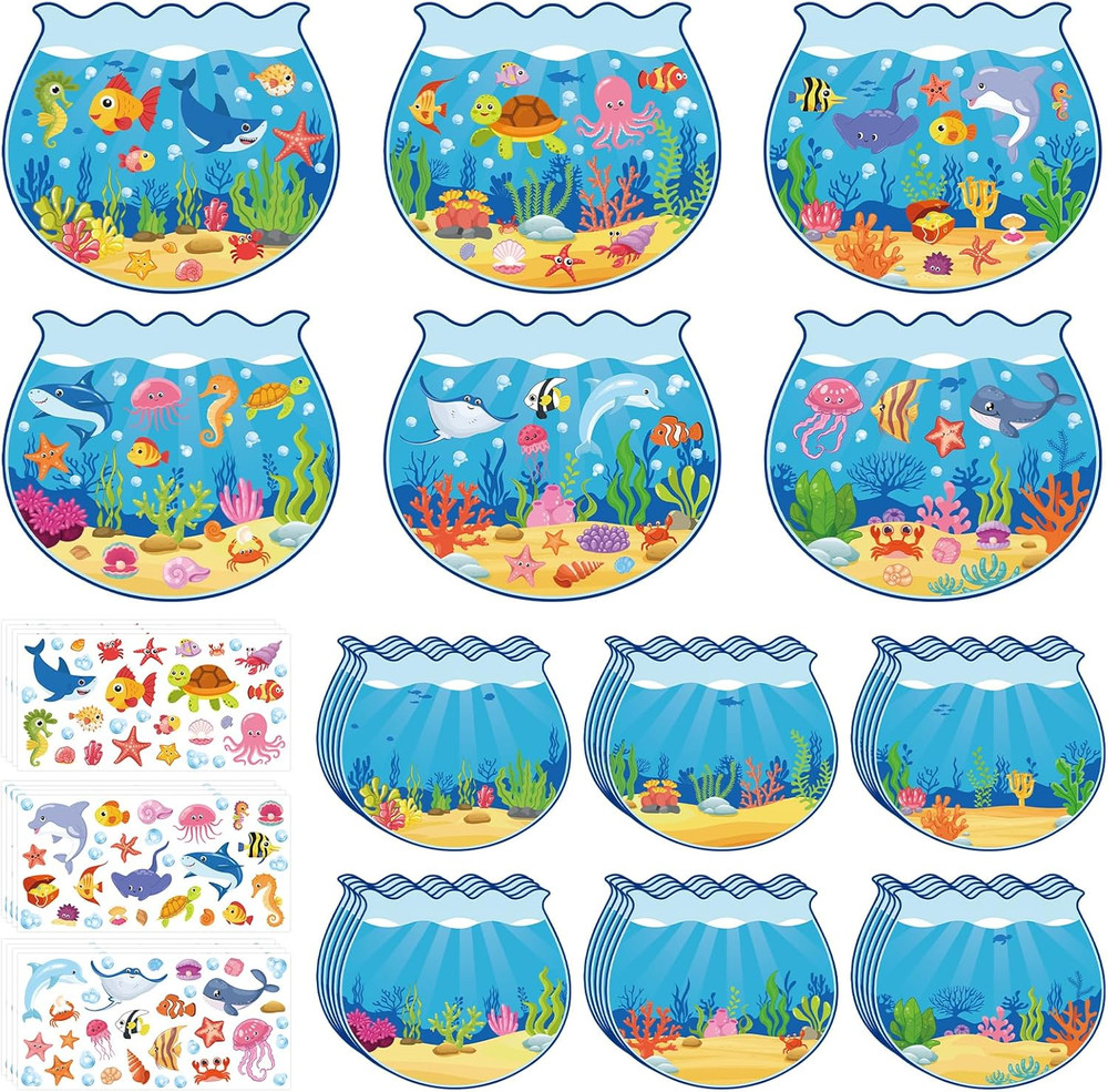 24PCS Summer Stickers Craft Kit for under the Sea Scene Creation