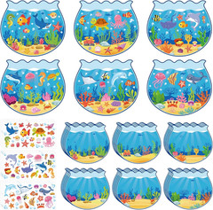 24PCS Summer Stickers Craft Kit for under the Sea Scene Creation