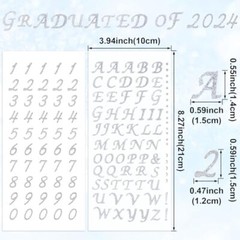8 Sheets Glitter Letter Stickers for Graduation Cap Self-Adhesive Silver
