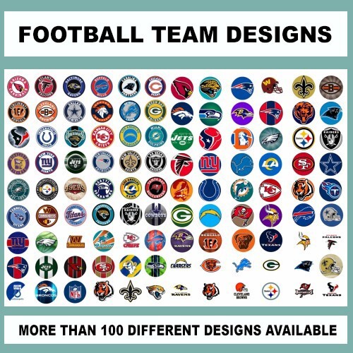 100 Precut FOOTBALL AMERICAN TEAMS BOTTLE CAP CHARM TRAY IMAGES 1 in USA DESIGNS