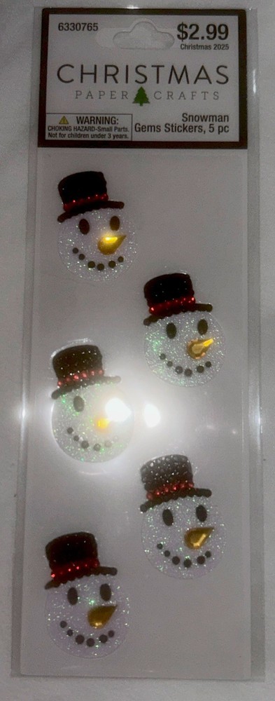13 HL Christmas Paper Crafts Snowman Gems Sticker Packs