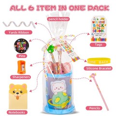 24 PCS Student Stationery Set Pencil Holder Notebook Prize Back To School