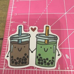 Boba Bubble Tea Drink Stickers Set, Multicolor Food & Drink Theme (4 pcs)